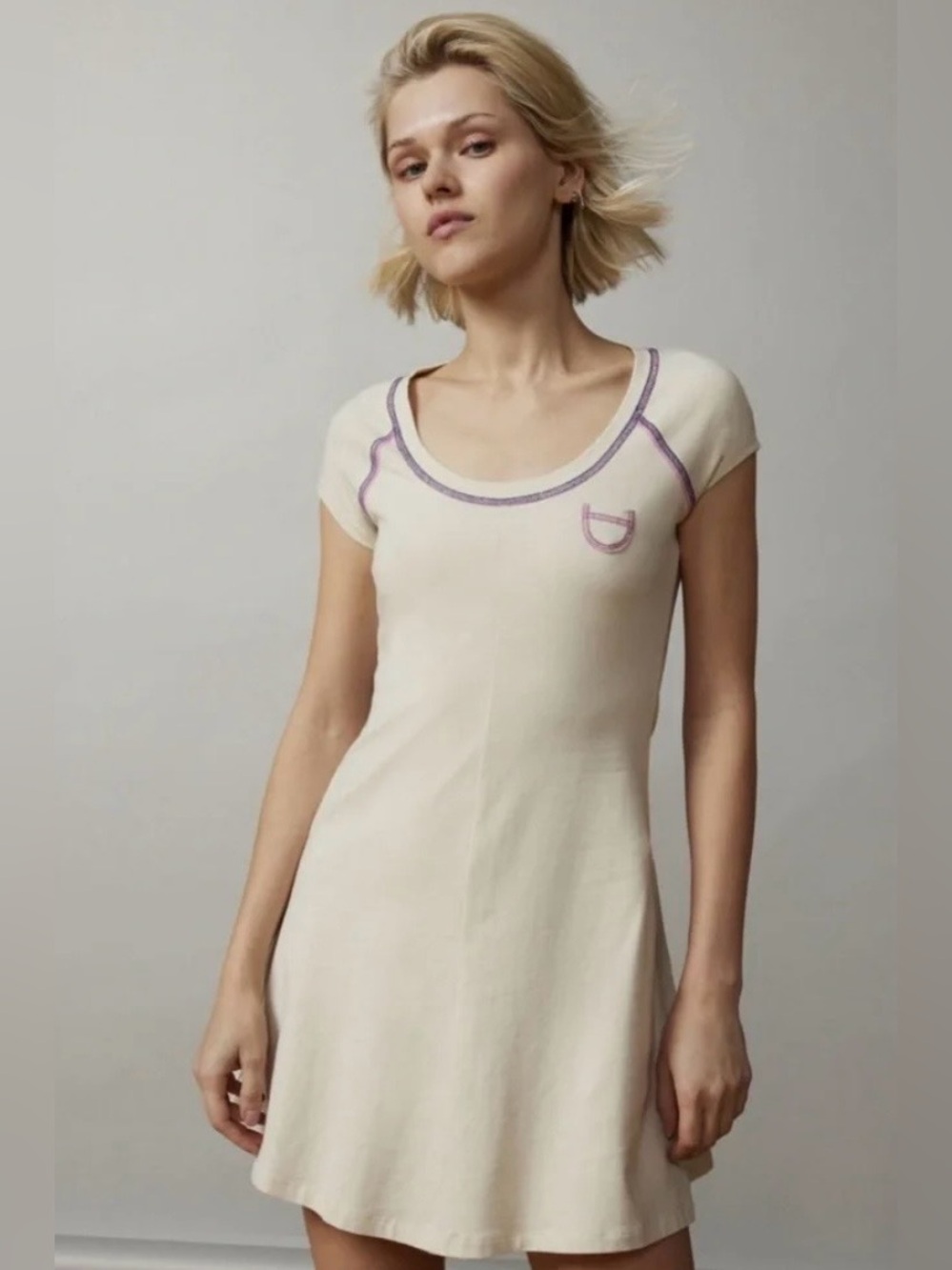 NWT BDG Women’s Annabelle Cream Mini T Shirt Dress W/ Pocket Size Large $49